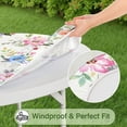 thumbnail image 6 of 44in Round Tablecloth with Elastic Edge, Waterproof Fitted Table Cover for 36-44" Tables, Floral Theme Polyester Reusable Table Cloths Wipe Clean for Picnic, Dining, Outdoor Use and Party Decor, 6 of 7
