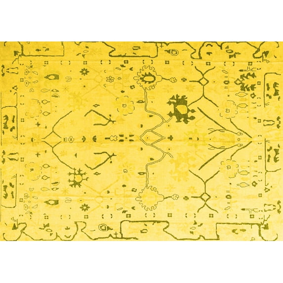Ahgly Company Indoor Rectangle Solid Yellow Modern Area Rugs, 7' x 10'