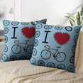 thumbnail image 3 of LALILO Throw Pillow Covers I Love Bicycle With Wheel Bicycle Love Cushion Cover 18" x 18", 2 Pack, 3 of 6