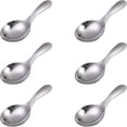 thumbnail image 1 of 6 cucharas de mango corto de acero inoxidable, cucharas de postre redondas de 3,54 x 1,77 pulgadas para cocina o restaurante (plata) TUNC Sencillez, 1 of 5