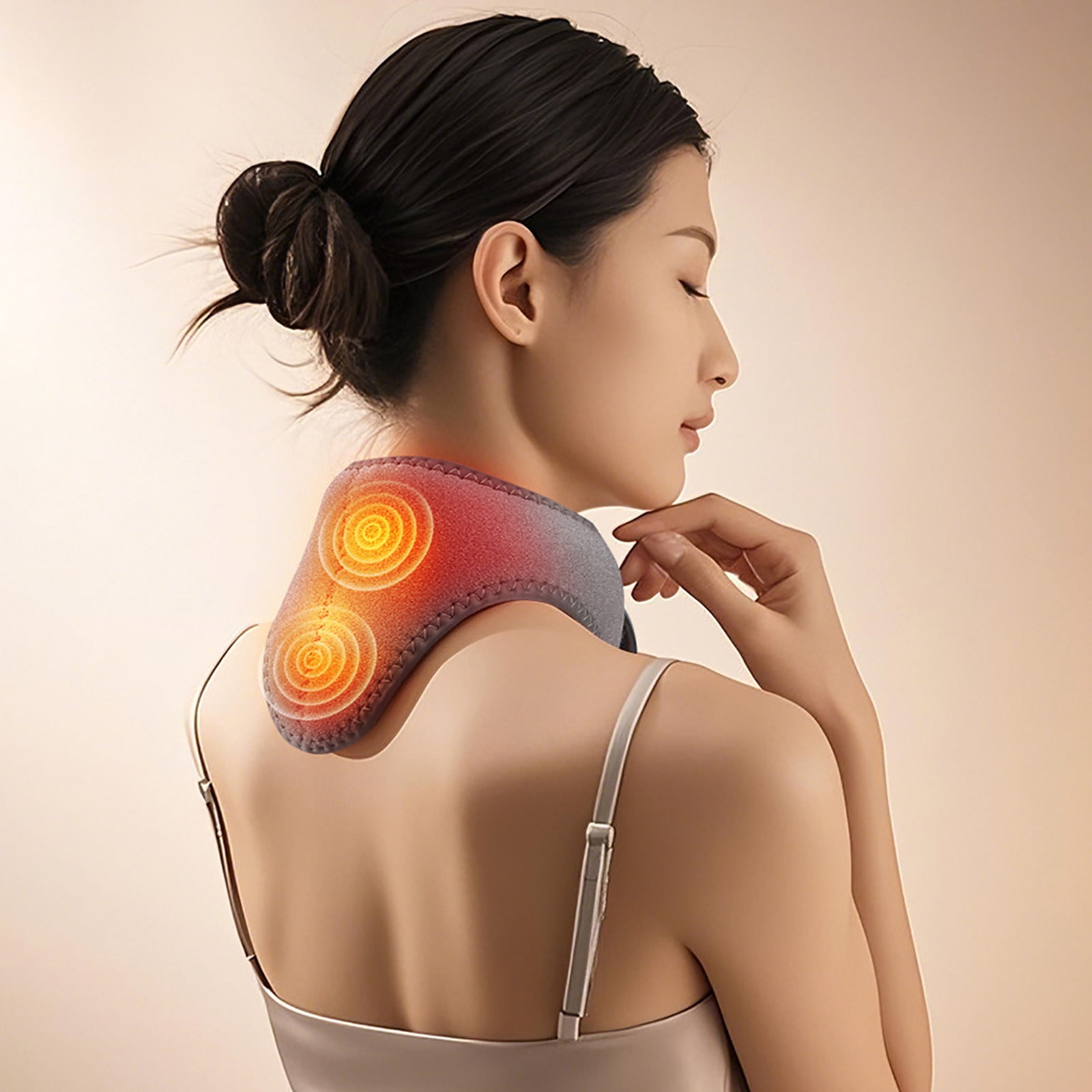 Portable Rechargeable Heated Neck Massager with Soothing Heat and Vibration Technology for Muscle Relaxation at Home or
