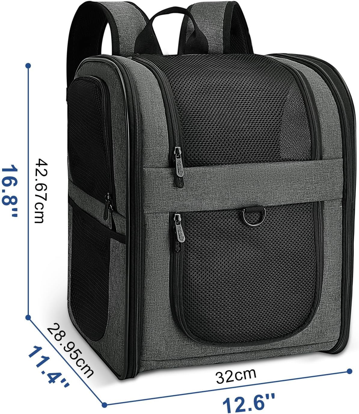 DZMDZM Dog & Cat Carrier Backpack for Large/Small Pets-Ventilated Safe Design with Padded Back Support,Portable and Foldable Pet Carrier Backpacks,Outdoor Travel Breathable Mesh Pet Backpack (Black)