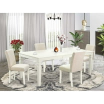 East West Furniture Dining Room Set Linen White, LGAB5-LWH-02