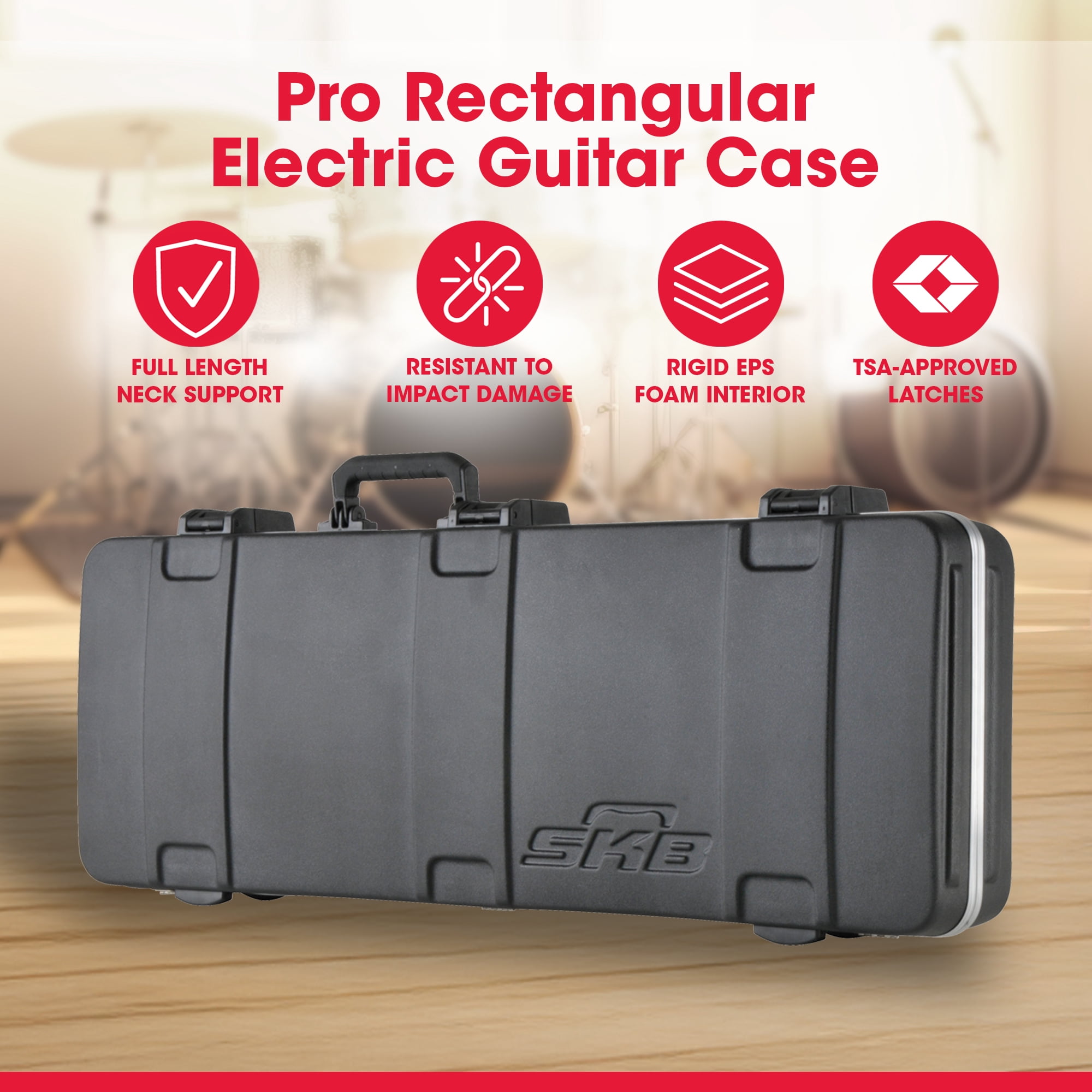SKB Cases 1SKB-66PRO Pro Rectangular Electric Guitar Case with ABS Hard Shell