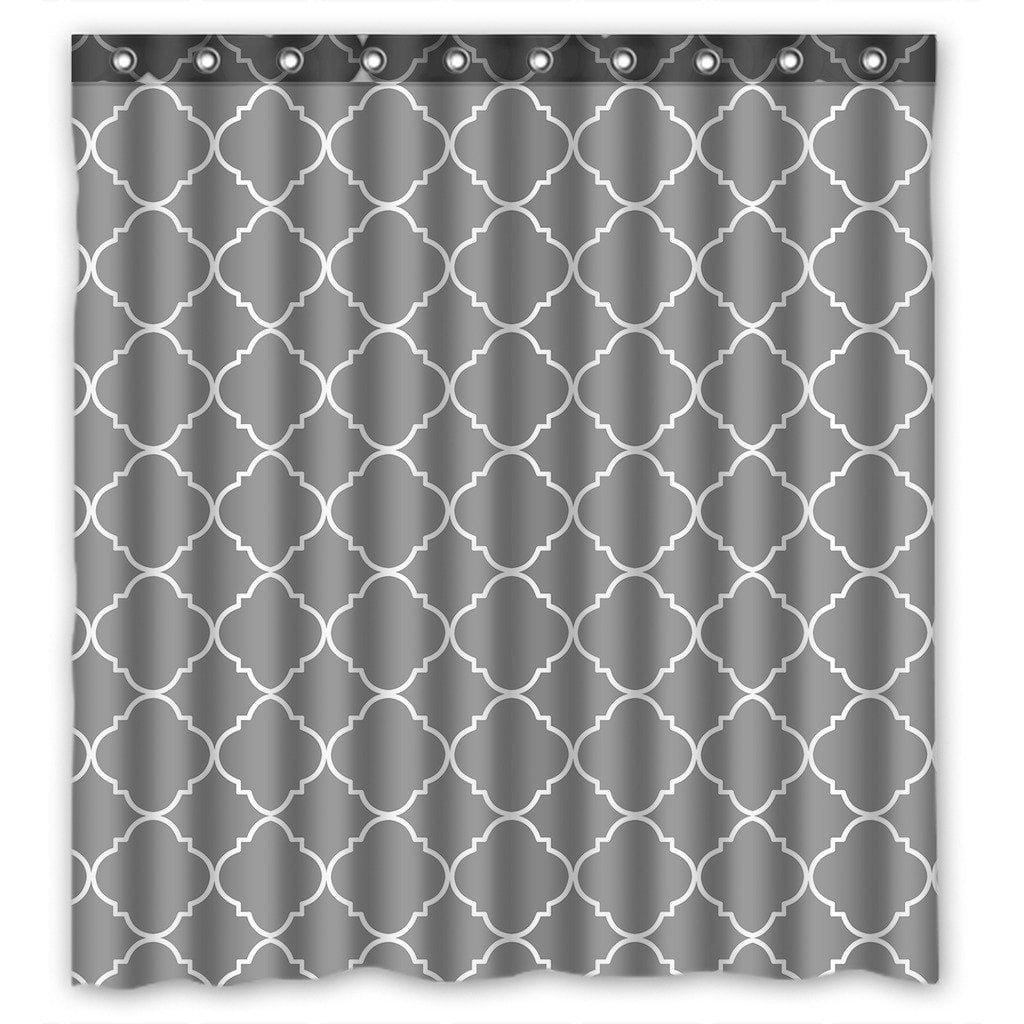 GCKG Light Grey Quatrefoil Pattern Waterproof Polyester Shower Curtain