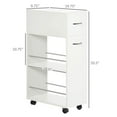 thumbnail image 4 of Yardi Yarda 3- tier Slim Storage Cart, Rolling Narrow Kitchen Cart on Wheels, Slide Out Side Utility Cart for Indoor, White, 4 of 7