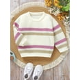 thumbnail image 3 of Nituyy Chandail d'Automne pour Garçon Fille Rayé Manches Longues Col Rond Tricot Épais, 3 of 6