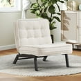 thumbnail image 3 of Bonzy Home Modern Adjustable Accent Chair with Ottoman, Comfy Corduroy Fabric Armless Chair with Solid Wood Legs for Living Room Bedroom, White, 3 of 7