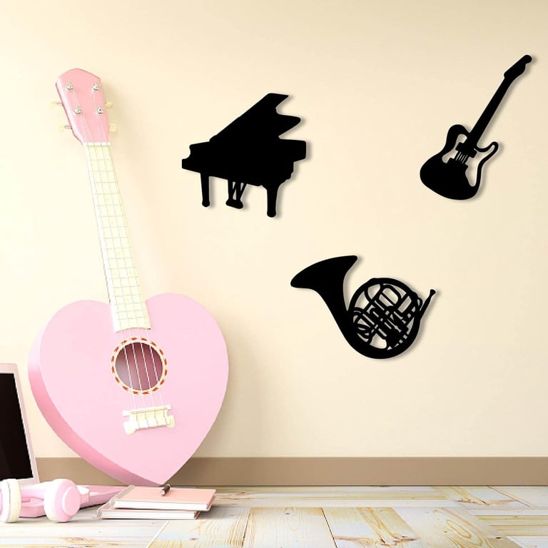 4 Pcs Musical Instruments Wall Art Wooden Piano Violin French Horn