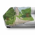 thumbnail image 3 of Fairy Tale Soft Flannel Fleece Blanket, Castle from Middle Ages with Pink Toned Flags and Thriving Spring Forest Cartoon, Cozy Plush for Indoor and Outdoor Use, 60" x 80", Multicolor, by Ambesonne, 3 of 6