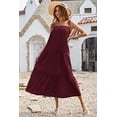 thumbnail image 2 of TBWYF Women’s Tie Shoulder Tiered Dress Slip Midi Dress Red 2XL, 2 of 3