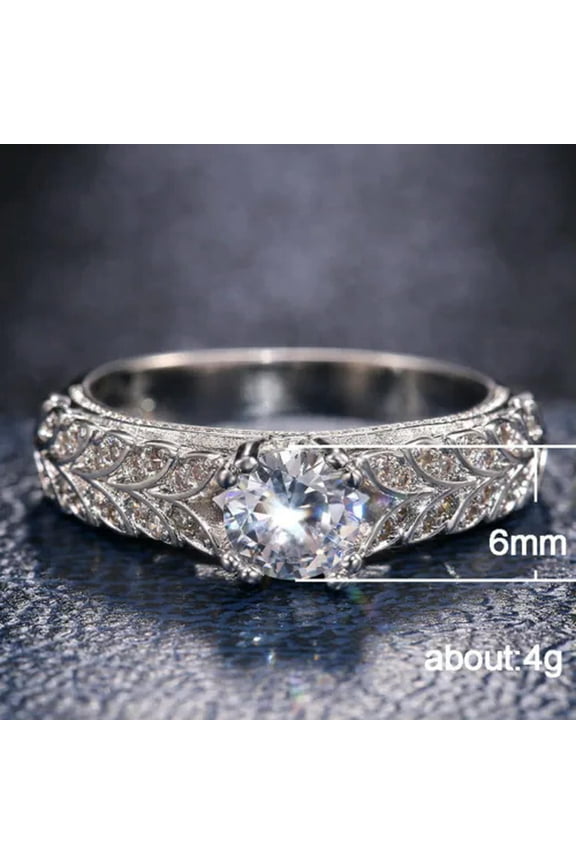 6*6mm White Cz Double Rowes Wedding Ring Women White Gold Filled Wedding Jewelry