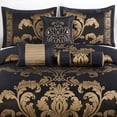 thumbnail image 3 of Chezmoi Collection Royal Luxury Jacquard Floral Comforter Set, Queen, Black/Gold, 7-Piece, 3 of 7
