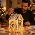 thumbnail image 6 of 3D Christmas House Pearl Art Kit, Acrylic Bead Craft Set with LED Lights, DIY Festive House Ornament Decoration for Tree, Tabletop, Mantel, Living Room, Festive Craft, I, 6 of 7