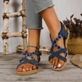 thumbnail image 2 of Xfvqtps Womens Bohemian Roman Sandals Flat Open Toe Crisscross Strap Casual Comfortable Walking Shoes for Women Summer Outdoor Beach, 2 of 9