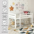 thumbnail image 3 of CITYLE Twin Size Low Loft Bed with Built in Ladder, Wooden Twin Loft Bed for Kids Junior, Full-Length Guardrails, Space Saving Design, No Box Spring Needed, White, 3 of 7