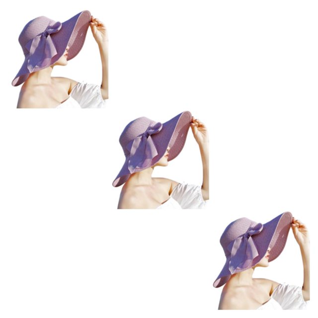 Maytalsory 1/2/3/5 Stylish Women Sun Hat With Bowknot Effective Sun Protection And Easy To light purple 3PCS