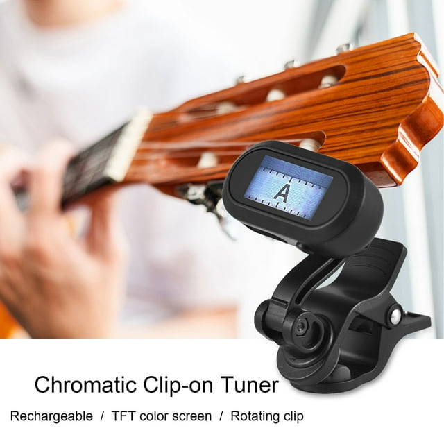 Device AT-800 Clip-on Tuner Rechargeable Mini Portable Digital Tuning Device Multi-function TFT Color Display Rotating Clip Electric Tuner for Chromatic Guitar Cello