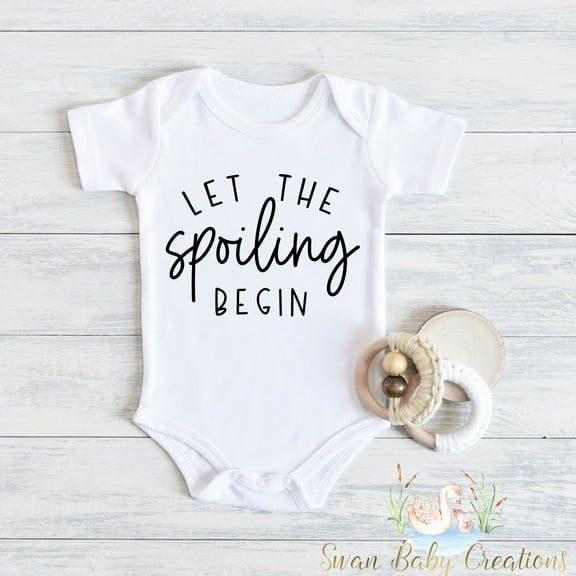 Let The Spoiling Begin Baby, Cute Baby Bodysuit For Grandparents, Funny Baby Announcement Outfit, Newborn Baby Shower Gift, Gender Neutral Cute And Cool Baby Bodysuit, Baby Bodysuit Lat 4424