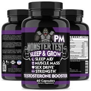 Angry Supplements Monster Test PM Night-Time Testosterone Booster and Sleep Aid (60 Count)