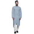 thumbnail image 1 of Atasi Solid Button Down Kurta For Boys Asymmetric Long Sleeve Kurta For Men, 1 of 4