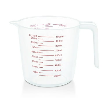 Measuring Cups, BPA-free Plastic Measuring Cup with Spout and Handle Grip, Microwave and Dishwasher Safe, 4 Cup Measuring Cup with Ml and Oz Measurement, 1000ml, 32 Oz
