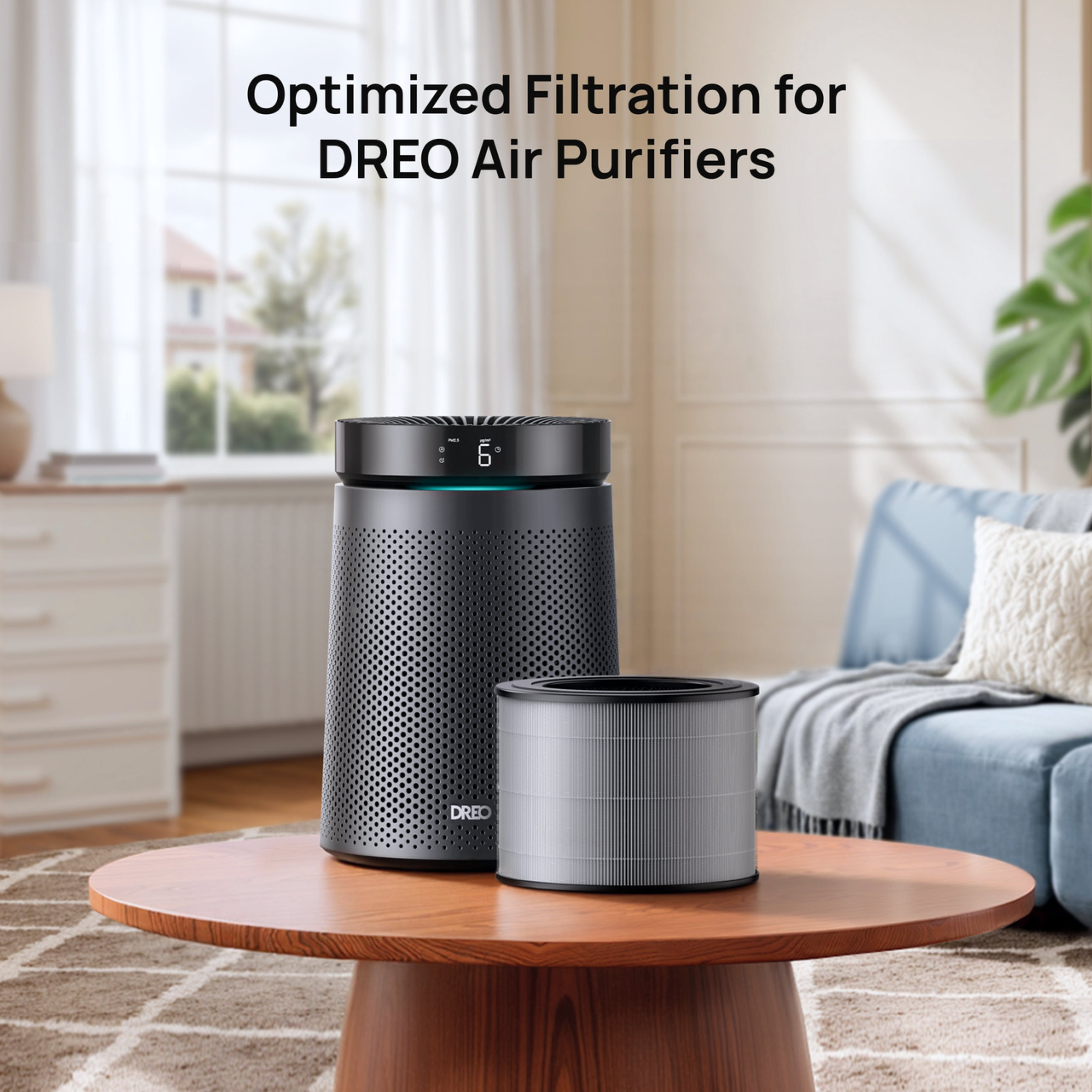 DREO True H13 HEPA Replacement Filter for Macro DR-HAP606 and DR-HAP606S Air Purifiers, 3-Stage Filtration, 1 Pack