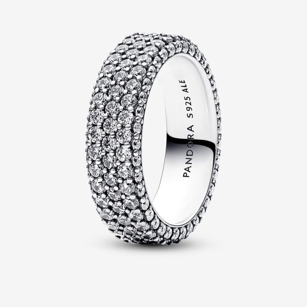 (Nuevo) 925s Original Plata Pandorra Atemporal Pavé Anillo De Triple Fila
