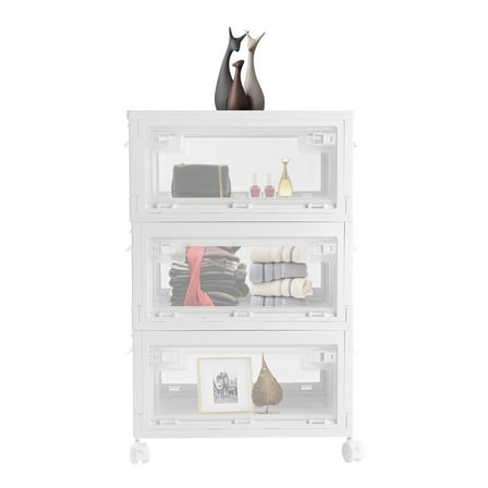 CRXX Large Clear Plastic Storage Organizer w/Lid Wheels Stackable Boxes Bins