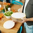 thumbnail image 4 of MATANA 60 PC Reusable Gold Plastic Plates with White Gold Rim - 30 Dinner Plates 10.25" Inch, 30 Salad Dessert Appetizer Plates 7.5" Inch, Heavy Duty, Elegant, Premium for Parties, Wedding & Events, 4 of 6