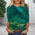 thumbnail image 4 of Camisetas Básicas Camisetas sin mangas de ganchillo estampadas étnicas Jersey Mujer Ropa de vacaciones (Verde S) Ygjytge para Mujer Verde T 3EG, 4 of 7