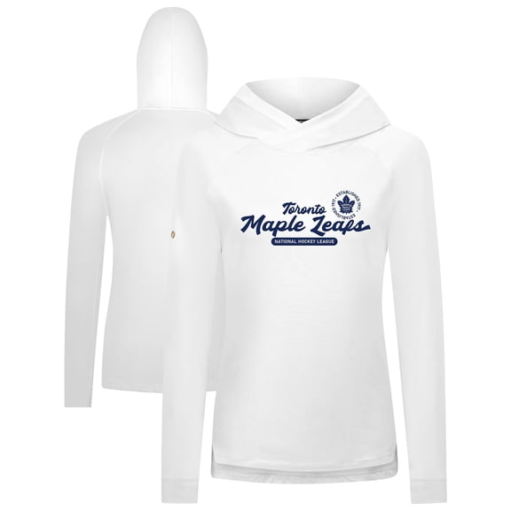 Women's Levelwear  White Toronto Maple Leafs Slender Monument Raglan Pullover Hoodie
