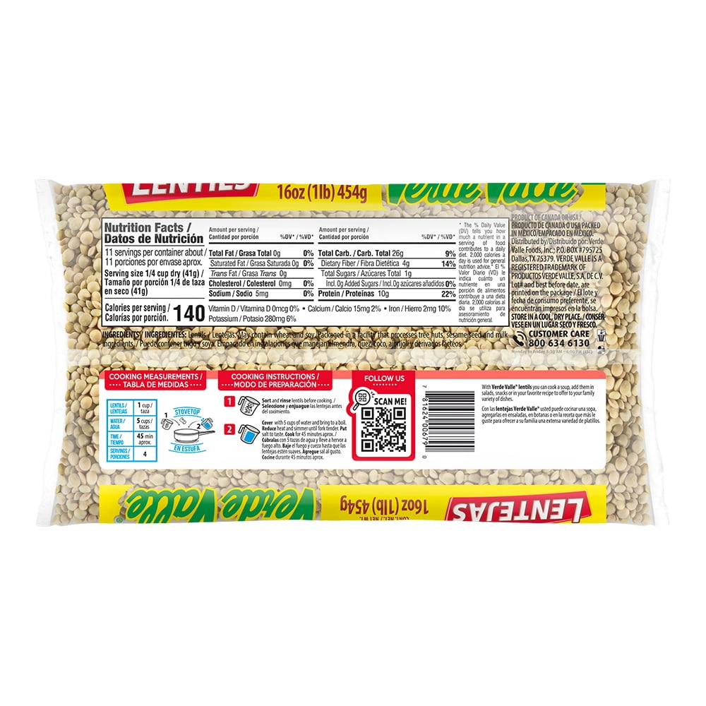 (21 pack) Verde Valle Foods Lentils, 15 oz
