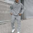 thumbnail image 6 of Sweat Suits for Men 2 Piece Outfit Sets Fall Winter Clothes Casual Sportswear Outerwear Loungewear Men's Fashion, Light Gray, Size S, 6 of 10