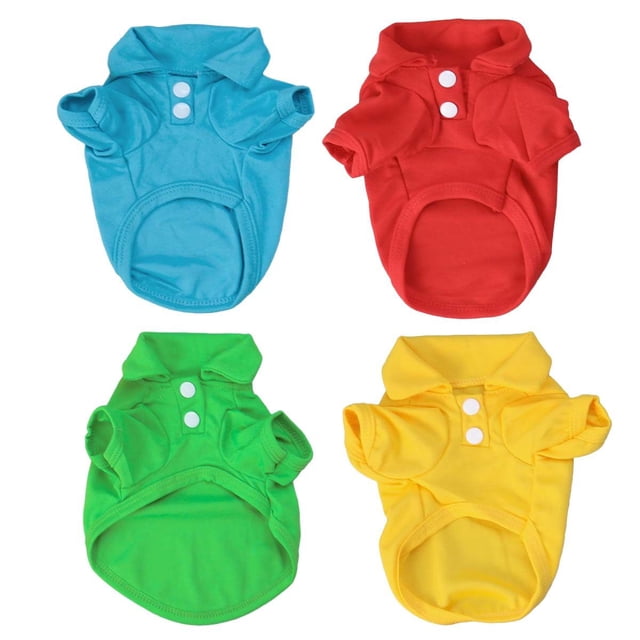 4PCS Pure Color Pet Dog T Shirt Summer Pets Dogs Clothing Short Sleeve T-Shirts for Small Dogs - Size M