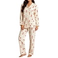 thumbnail image 2 of Naittoop Womens Pajama Set Long Sleeve Button Down 2 Piece Heart Print Sleepwear Cute Shirt Long Pants Matching Sets, 2 of 5