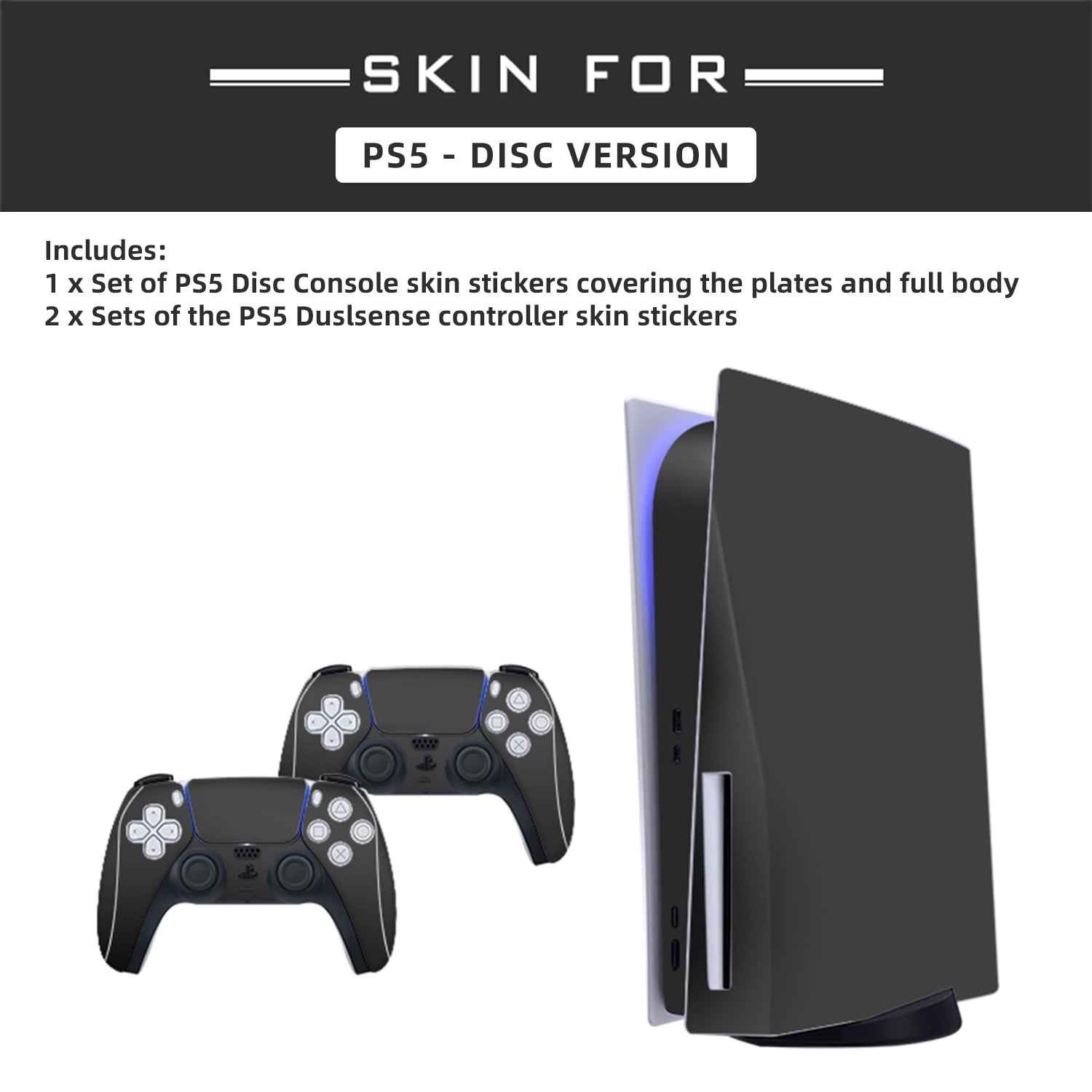 Sony PlayStation 5 Disc Version PS5 Gaming Console, AMD Ryzen Zen 8 CPU 825GB Gen 4 NVNe SSD with Wireless Controller Mytrix Customized Full Body Skins - Phantom Black - Walmart.com