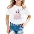 thumbnail image 4 of Bainana Halloween T-Shirts For Girls Size 10-11 Years Trendy Ghost Print Short Sleeve Shirts Teen Theme Party Outfits White, 4 of 4