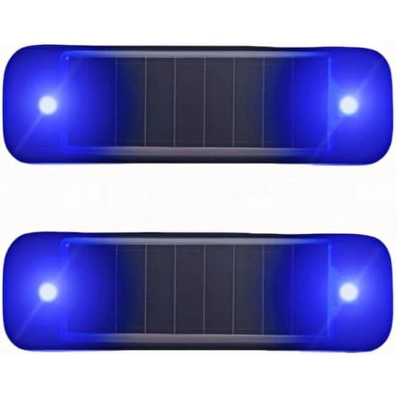 2-Pack Solar Warning Lamp, Waterproof Mini LED Solar Car Flashing Alarm Safety Lamp Bar Emergency Security Strobe Light for Bike Motorcycles SUV Truck Vehicle Night Driving (Blue)