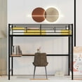 thumbnail image 2 of Gewnee Twin Size Metal Loft Bed Frame with L-Shape Desk and Metal Grid for Kids,Teens, Black, 2 of 8