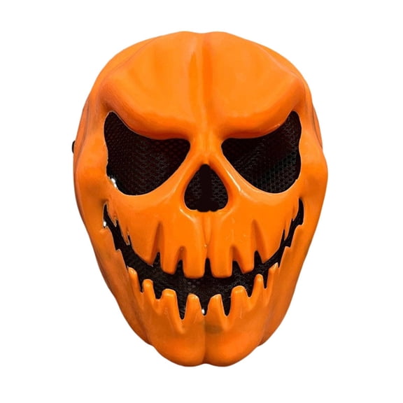Leeye Halloween Pumpkin Full Face Mask, Jack O Lantern Headgear, Scary Party Prop, Trick or Treat Cosplay, Orange 7.8in