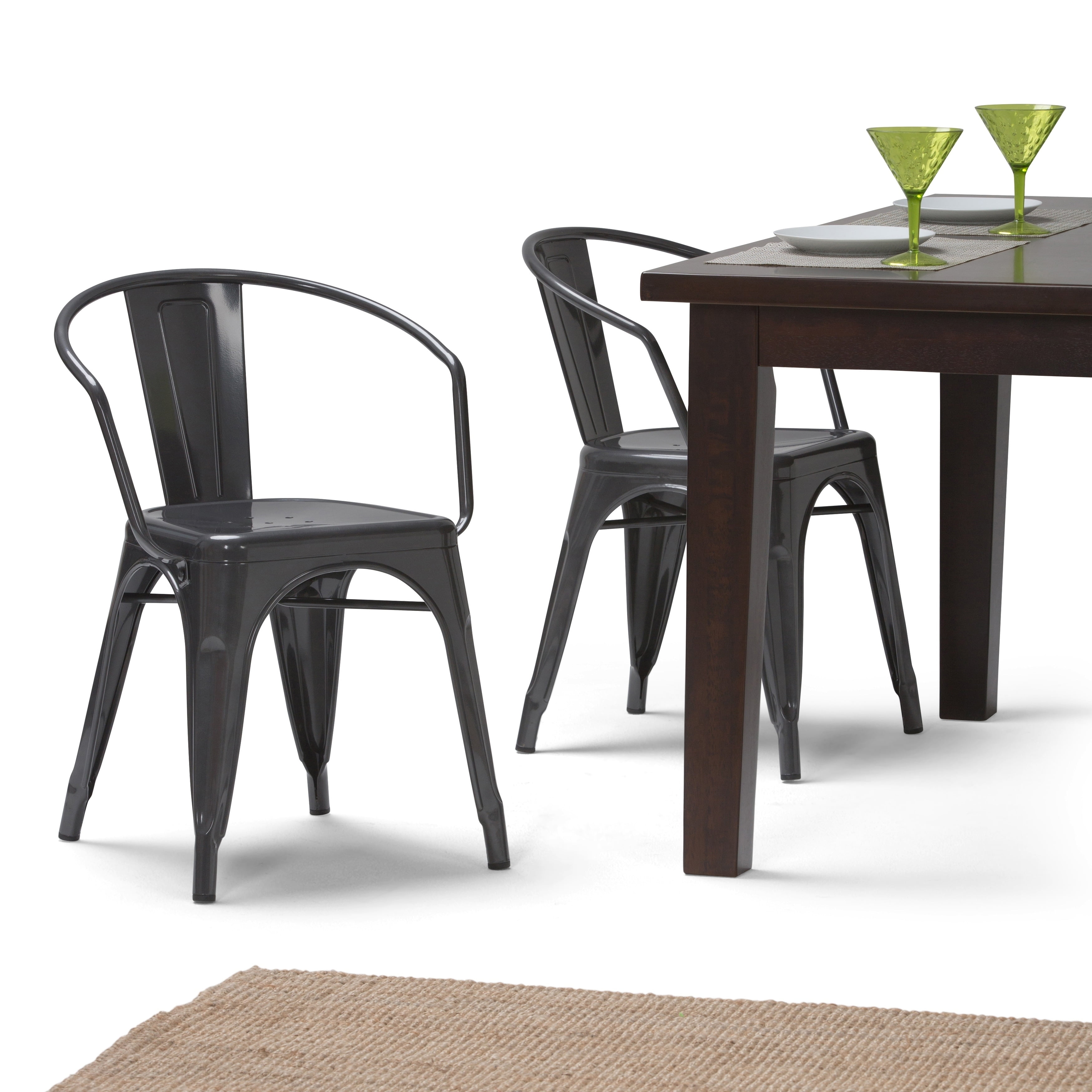 Wyndenhall Elisse Industrial Metal Dining Arm Chair Set Of 2 Fully Assembled 20 6 W X 19 7 D X 28 3 H Walmart Com Walmart Com