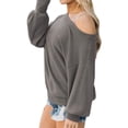 thumbnail image 4 of Uhndy Women Oblique Shoulder Long Sleeve Solid Color Blouse Gray M, 4 of 5