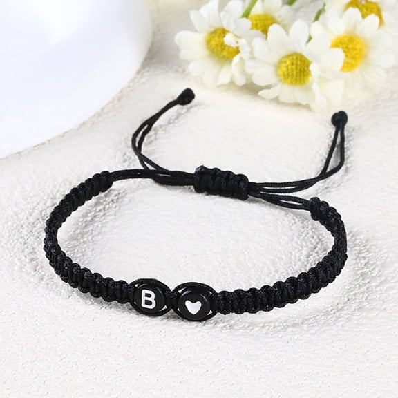 Handmade Braided Bracelet for Couples - Adjustable 26 Letter Round Design for Boys and Girls Unique for and Loved Ones