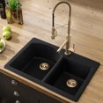thumbnail image 2 of Kraus Forteza 33 Dual Mount 60/40 Double Bowl Granite Kitchen Sink in Black with Waste Guard Continuous Feed Garbage Disposal, 2 of 12