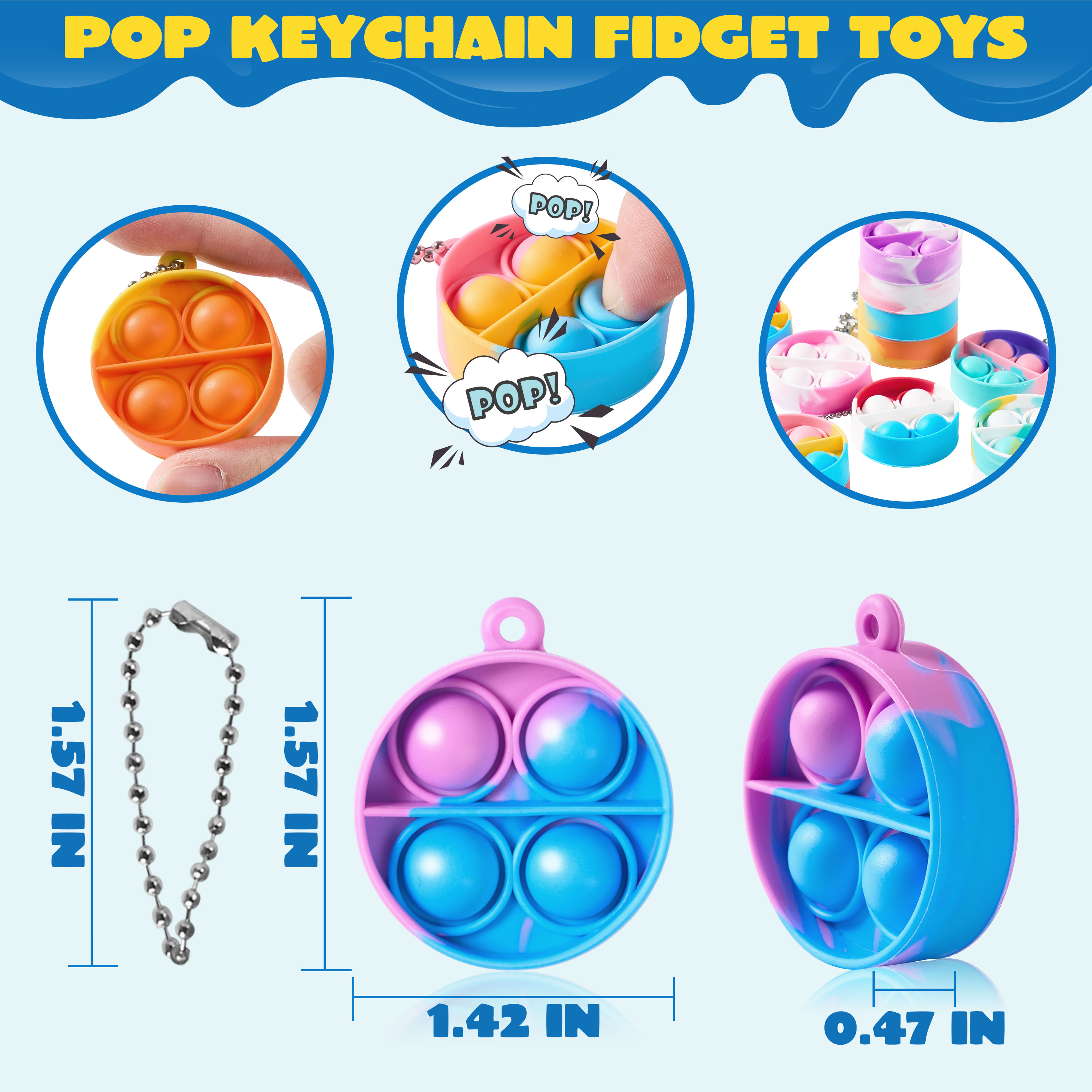 Joyfy Round Pop Fidget Keychain 30-Pack photo 6