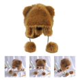 thumbnail image 2 of Aellinatey Ladies Mongolian Hat Russian Style Plush Hat with Raccoon Tail Keep Warm Hat, 2 of 18