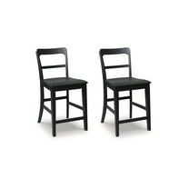 Signature Design by Ashley Chadworth Solid Wood Counter Height Barstool, Set of 2, Black