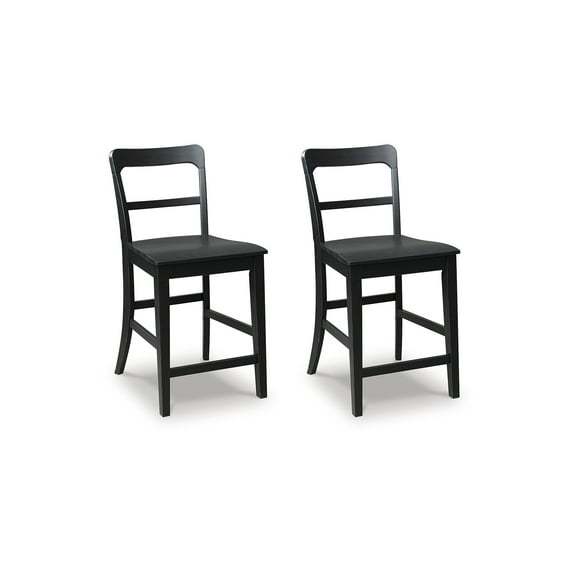 Signature Design by Ashley Chadworth Solid Wood Counter Height Barstool, Set of 2, Black