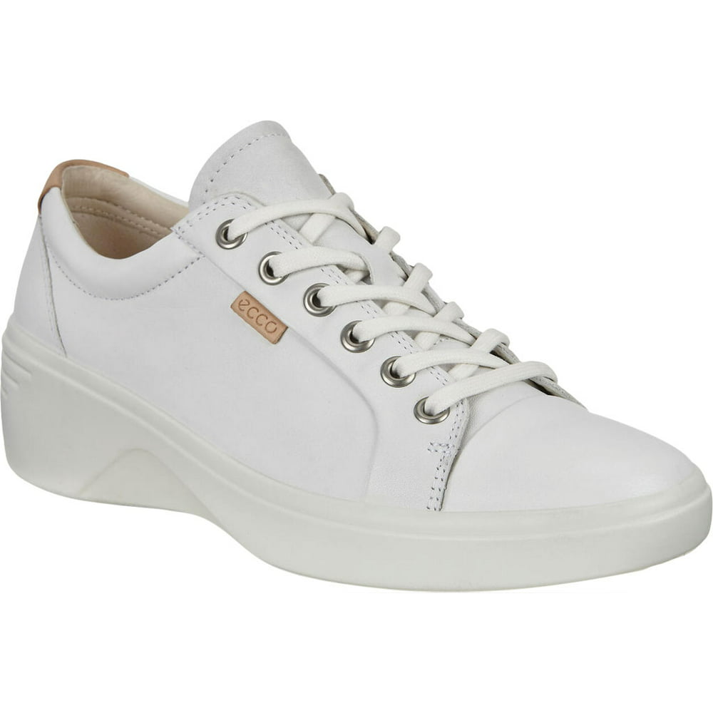 ECCO - Women's ECCO Soft 7 Cap Toe Wedge Sneaker White Full Grain ...